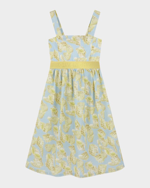 Girl's Shell-Print Logo Waistband Dress, Size 8-14